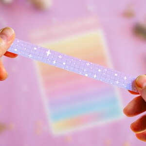 Feuille de Stickers Mignons style Washi Tape Rainbow Sparkles, Stickers Aesthetic pour Planner, Autocollants Mignons pour Bullet Journal