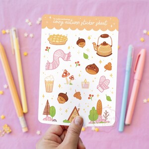Jolie Feuille d'autocollants pour l'Automne pour bullet journal, décoration mignonne pour planner, Stickers Octobre Novembre esthétiques