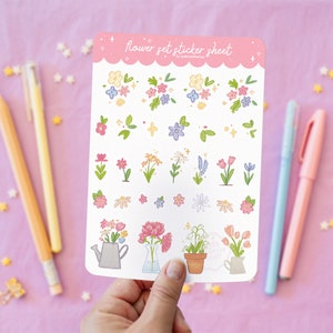 Feuille d'autocollants Printemps Mignonne pour bullet journal, décoration Fleurs pour planner, Stickers Thème Printemps, Bujo thème Mai