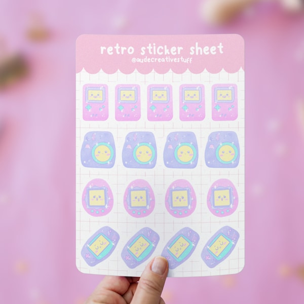 Feuille de Stickers Mignons Collection Rétro pour Bullet Journal, Stickers Kawaii pour Planner, Papeterie Mignonne et Rigolote