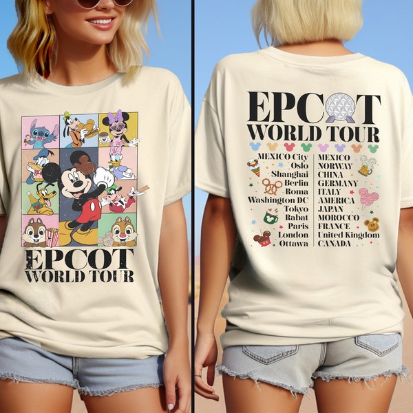 chemise vintage Disney Epcot World Tour, sweat-shirt Drink Around The World, t-shirt assorti pour la famille Disneyland, chemise voyageur Disneyworld