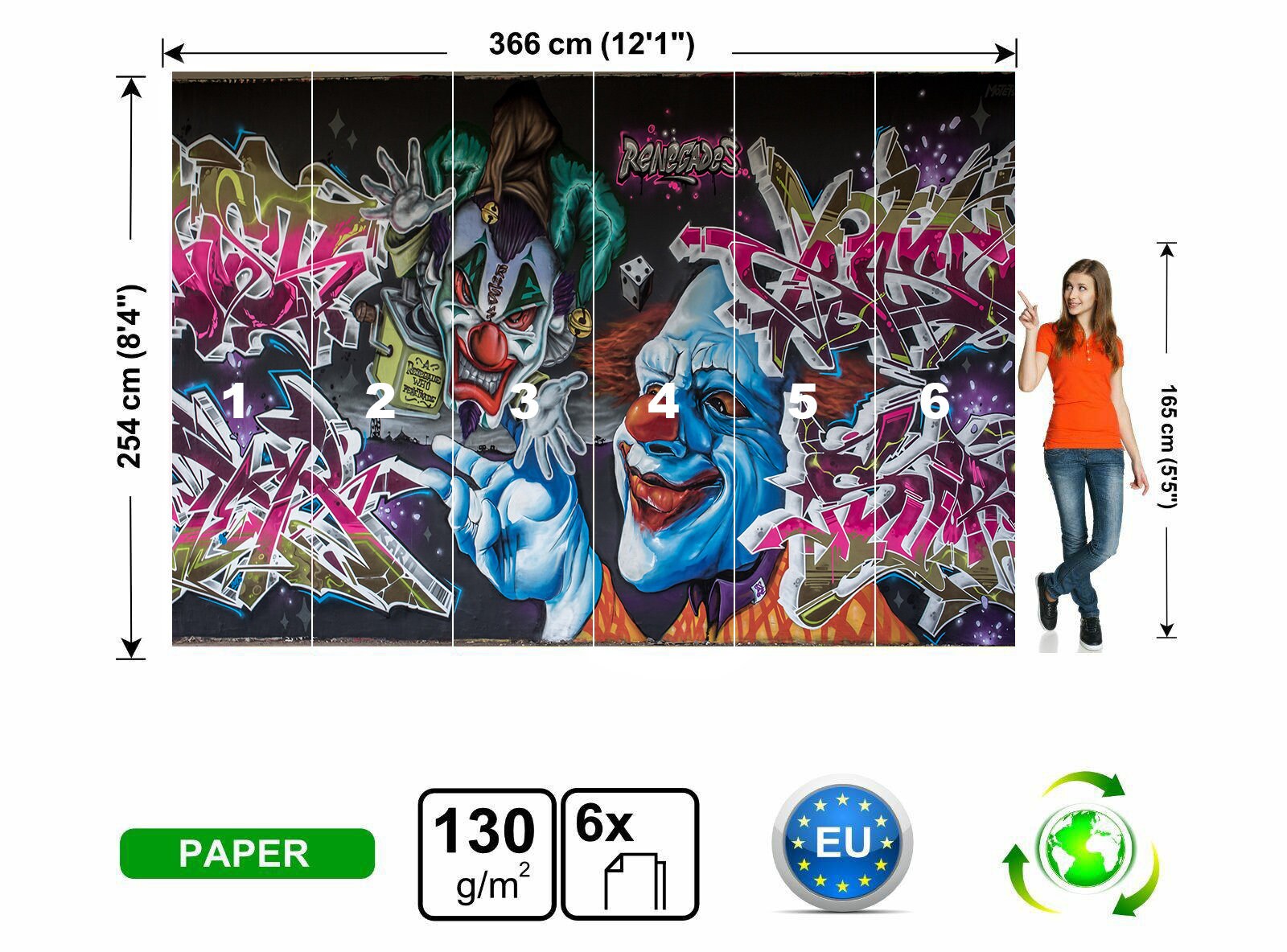 Graffiti Clown Wallpaper Peel and Stick Self Adhesive Etsy Canada