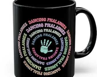 Bones TV Show Forensic Anthropology Temperance Brennan Dancing Phalanges jeffersonian mug Black Mug