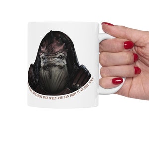 Mass Effect Mug Urdnot Wrex "Why Shoot It Once?" Design