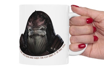 Mass Effect Mug Urdnot Wrex "Why Shoot It Once?" Design