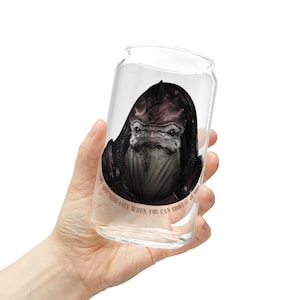 Mass Effect Wrex Why Shoot Once Sipper Glass 16oz Iced Coffee Cup Gamer Gift