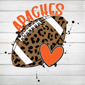 Apaches Leopard Football with Orange Heart PNG