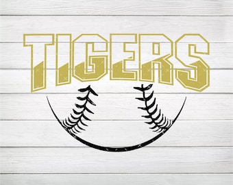 Tigers Baseball Black & Vegas Gold PNG, plik cyfrowy, natychmiastowe pobranie