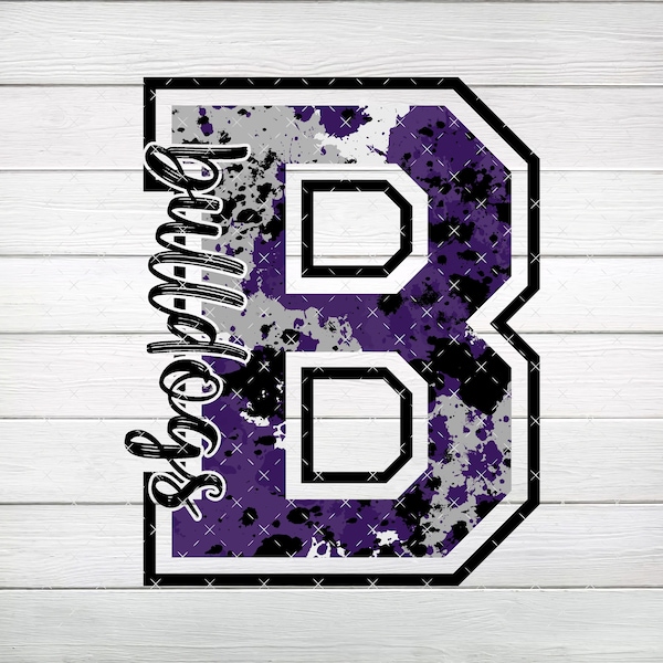 Bulldogs Purple Paint Splatter PNG, Digital File, Instant Download