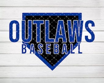 Outlaws Baseball Home Plate Blue & Black SVG/PNG, plik cyfrowy