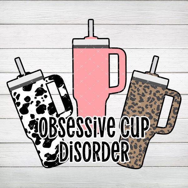 40 oz - Obsessive Cup Disorder PNG, Leopard, Pink, Cow Print, Digital File, Instant Download