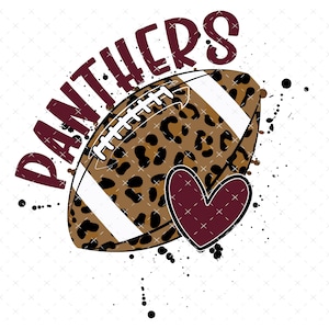 Football Panthers Leopard with Heart PNG, Maroon and Black Digital File, Instant Download