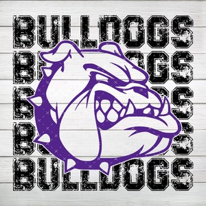 Bulldogs PNG, Black and Purple, Digital File, Instant Download