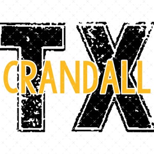Crandall Hometown Texas Vintage PNG, TX Grunge PNG, Texas png, Texas State png, Digital File, Instant Download, Rustic, Sublimation