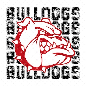 Bulldogs Red PNG, TX Spirit PNG, Distressed , Digital File, Instant Download