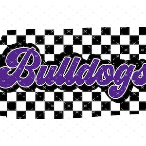 Purple Bulldogs Checkered PNG: TX Spirit Design (Digital File)