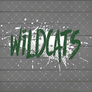 Wildcats Green with White Splatter Background PNG, Digital File, Instant Download