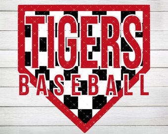 Tigers Baseball Home Plate Checkered PNG, Plik cyfrowy, Natychmiastowe pobieranie