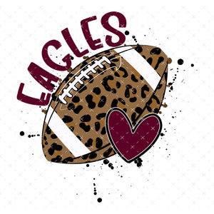 Eagles Football Leopard with Heart PNG, Maroon and Black Digital File, Instant Download