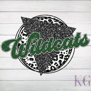 Wildcats Green Circle Leopard Print Design - PNG