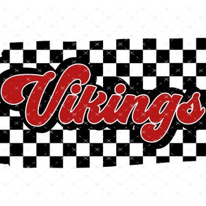 Vikings Checkered Background PNG, Red & Black Digital File, Instant Download