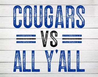Cougars VS All Y'all Blue & Black PNG, plik cyfrowy sublimacyjny, natychmiastowe pobranie