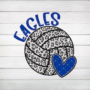 Eagles Leopard Volleyball Blue PNG, Digital File, Instant Download