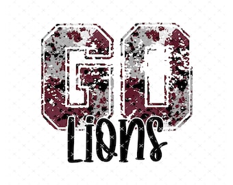 Go Lions Maroon PNG, Digital File, Instant Download