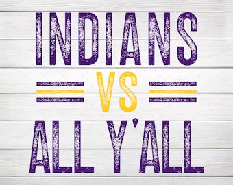 Indians kontra All Y'all Purple & Yellow Gold PNG, plik cyfrowy, natychmiastowe pobranie