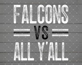 Falcons VS All Y'all White & Black PNG, plik cyfrowy do sublimacji, natychmiastowe pobranie