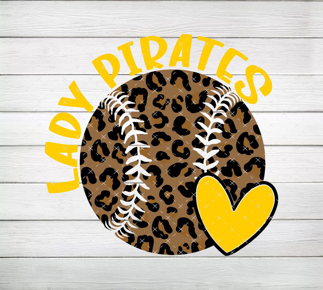 Lady Pirates Softball Leopard With Yellow-gold Heart PNG, Digital File, Instant Download - Etsy