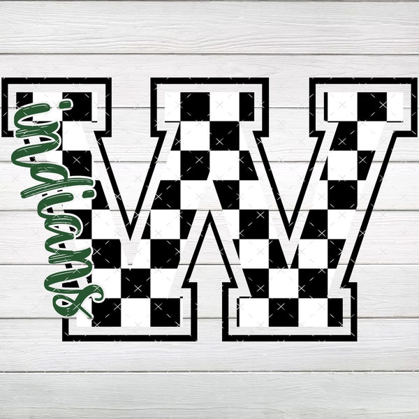 W Indians Checkered Background PNG, Green & Black