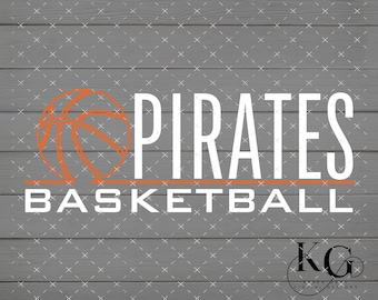 Zarys piratów do koszykówki w kolorze pomarańczowym PNG, plik cyfrowy, natychmiastowe pobranie