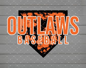 Domowa płyta Outlaws Baseball w kolorze pomarańczowym i czarnym PNG, plik cyfrowy