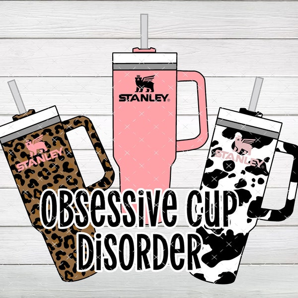 Obsessive Cup Disorder PNG, Leopard, Pink, Cow Print, Digital File, Instant Download