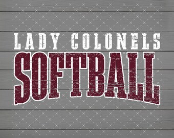 Lady Colonels Softball Vintage Look PNG, plik cyfrowy, natychmiastowe pobranie