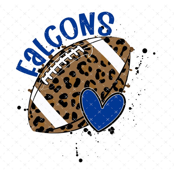 Falcons Football Leopard with Heart PNG, Black and Blue Digital File, Instant Download