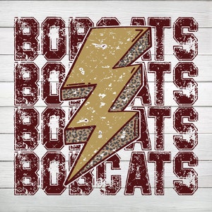 Bobcats Maroon & Gold Lightning Bolt PNG, Digital File, Instant Download