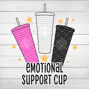 Emotional Support Cup Nietenbecher Schwarz, Weiß, Pink PNG