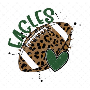 Eagles Football Leopard with Heart PNG, Green and Black Digital File, Instant Download