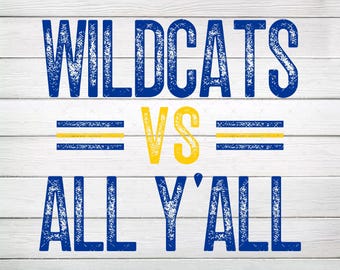 Wildcats kontra All Y'all Blue & Yellow Gold PNG, natychmiastowe pobranie
