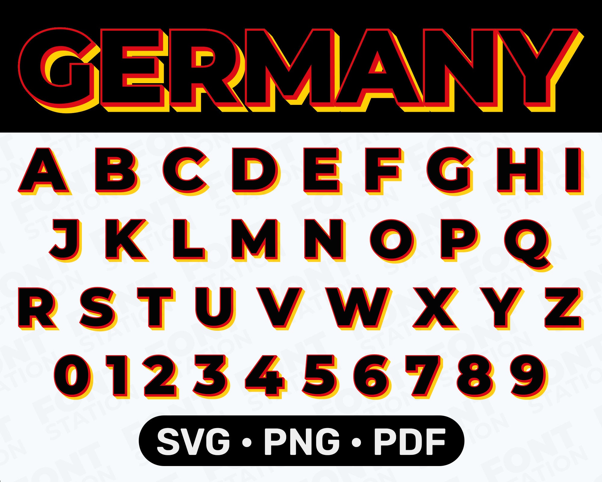 German alphabet SVGs for sports fans.