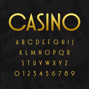 Kasino Schriftart - Kasino SVG - Cricut Silhouette Schrift - Klassische Glücksspiel Buchstaben, schickes Club Alphabet - Installation TTF OTF Dateien Sofortiger Download