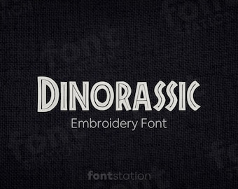 Fuente de bordado Dinorassic - Letras jurásicas - Alfabeto de dinosaurios, dino y prehistórico para bordado a máquina - 6 tamaños - BX, PES + 9 formatos