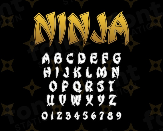 イメージフォント Ninja フォント - Ninja SVG - Cricut シルエット フォント - アジア