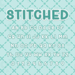 Fonte costurada - SVG de costura - Fonte Cricut Silhouette - Letras costuradas, alfabeto divertido - Arquivos TTF OTF instaláveis - Download instantâneo