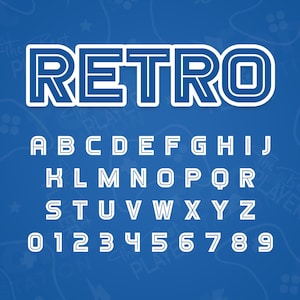Fuente Retro Arcade - Gamer SVG - Fuente Cricut Silhouette - Retro 80 letras, Alfabeto para juegos - Archivos TTF OTF instalables - Descarga instantánea