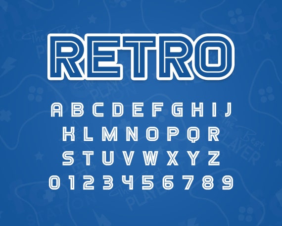 Retro Arcade Font - Gamer SVG - Cricut Silhouette Font - Retro 80