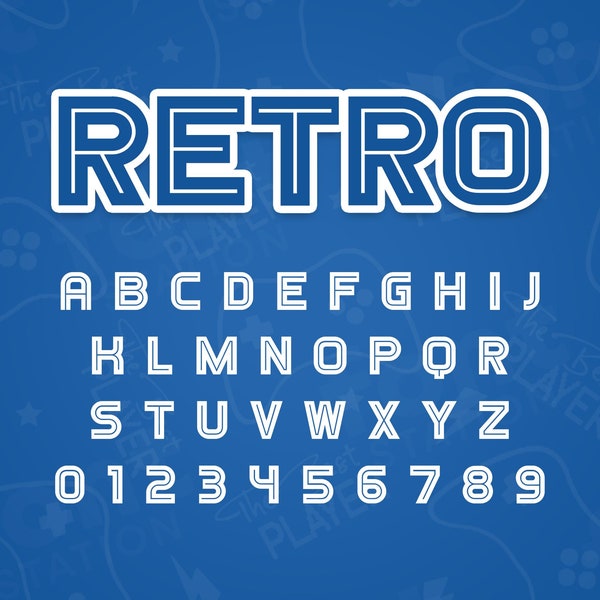 Retro Arcade Font - Gamer SVG - Cricut Silhouette Font - Retro 80 Letters, Gaming Alphabet - Installable TTF OTF Files - Instant Download