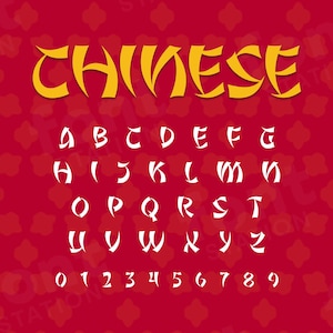 Font cinese - SVG cinese - Lettere di Capodanno, alfabeto cinese asiatico - File TTF OTF - Download immediato - Font per Canva, Cricut e altro